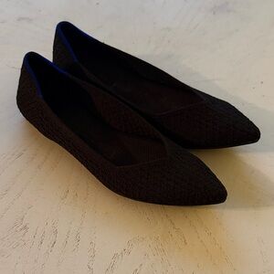 Rothy’s “The Point” Black Women's Ballet Flats honeycomb size 6 NWOT $119